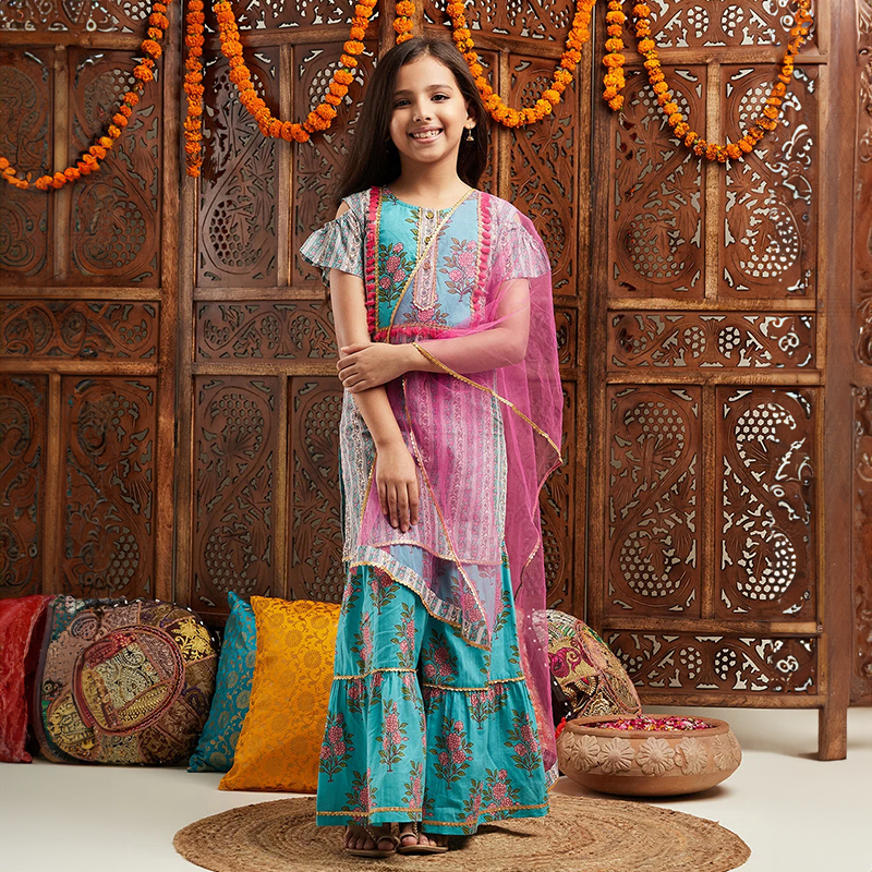 Floral Printed Cotton Sharara Set