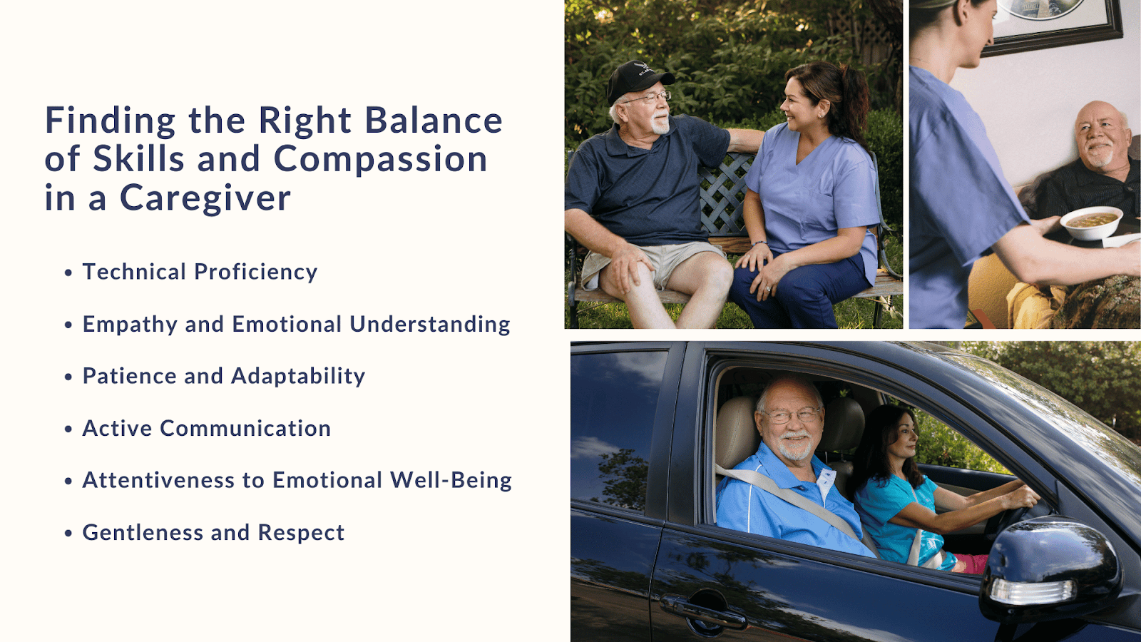 This infographic details how to find the right balance of skills and compassion in a caregiver