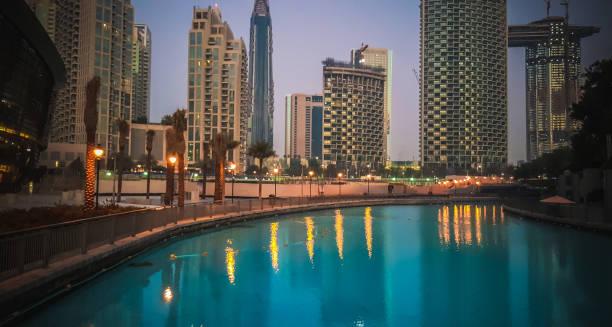 dubai skyline at dawn | united arab emirates - visit dubai for a memorable experience stock pictures, royalty-free photos & images