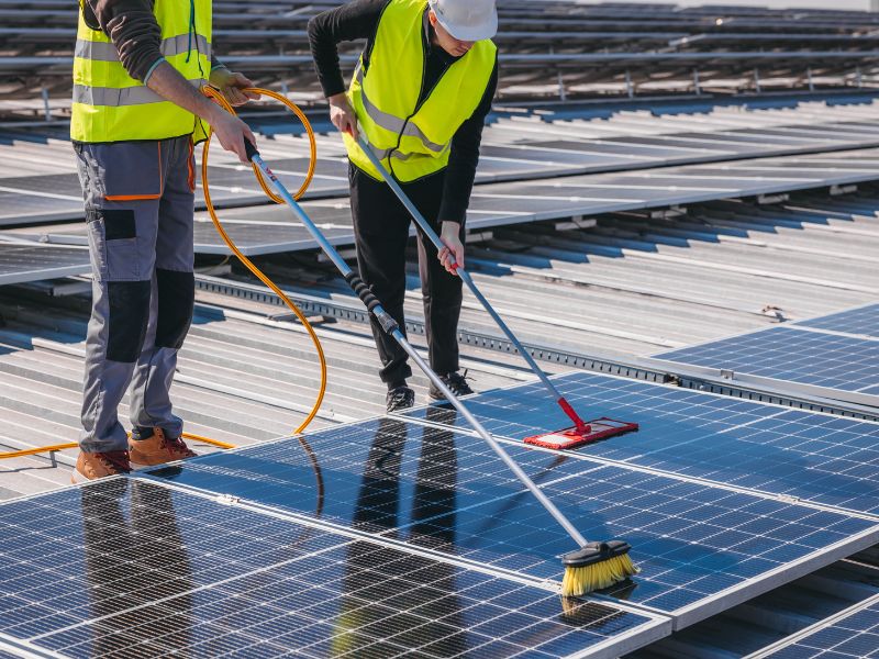 como limpar placas de energia solar etapas