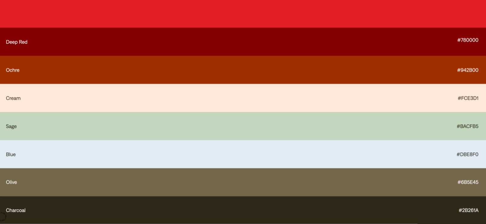 Brand color palette for The Dinner Ladies