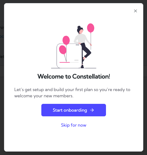 The Constellation WooCommerce membership plugin onboarding prompt