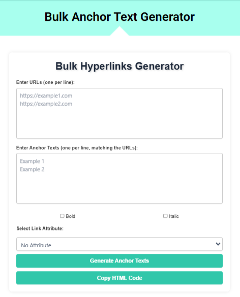 Bulk Anchor Text Generator Tool
