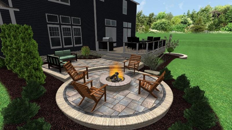 A patio with chairs around a fire pit

AI-generated content may be incorrect.