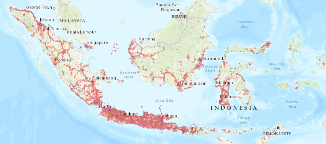 Mappa di copertura Smartfren 3G e LTE a Bali
