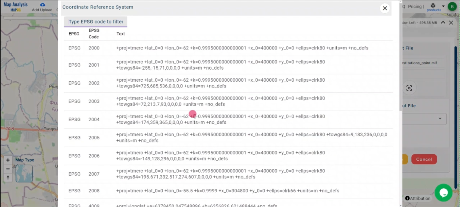 Convert MAPINFO TO XLSX Online