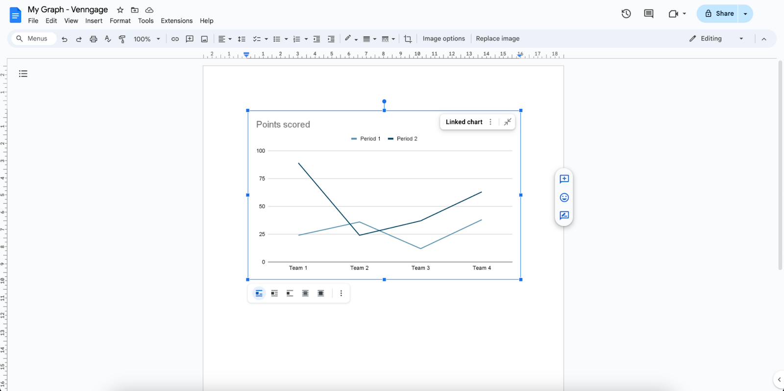 Linked spreadsheet for a chart