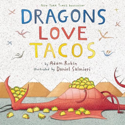 A book cover of a dragon with tacos

Description automatically generated