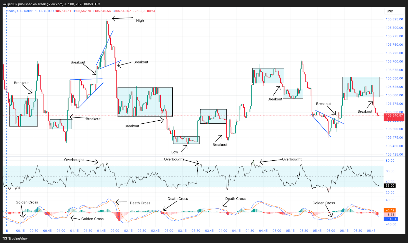 Chart 18: BTC/USDT M1 Chart, Analysed by vallijat007, published on TradingView, June 8, 2025
Bitcoin price