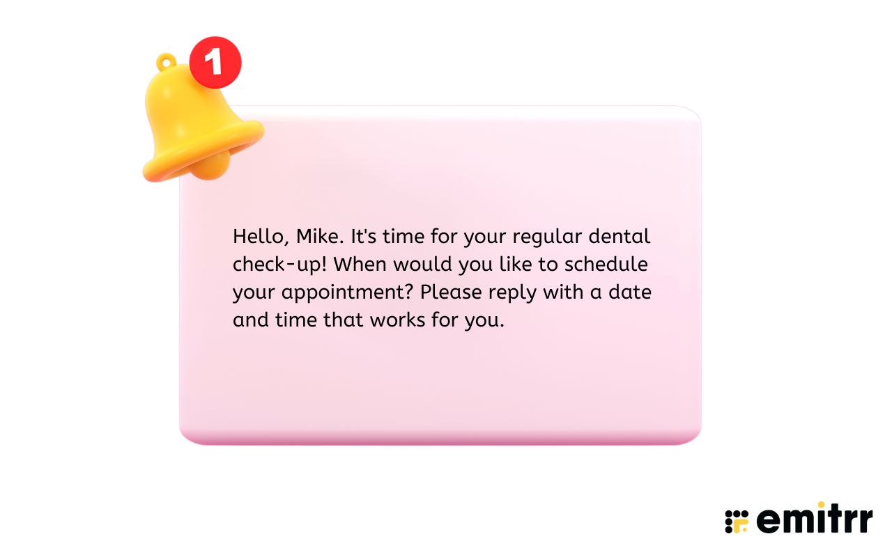 Dental recall text message sample