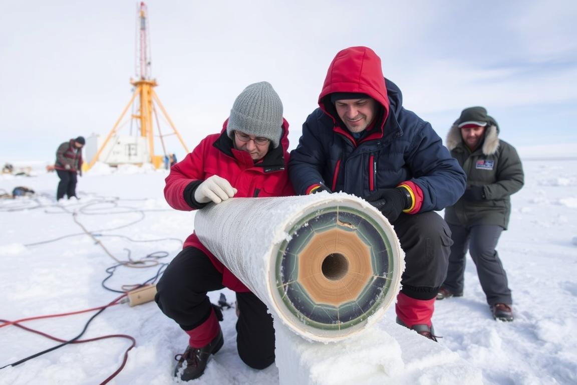 Scientists drilling ice cores in Antarctica to study Earth's Most Extreme Temperature Locations and climate history