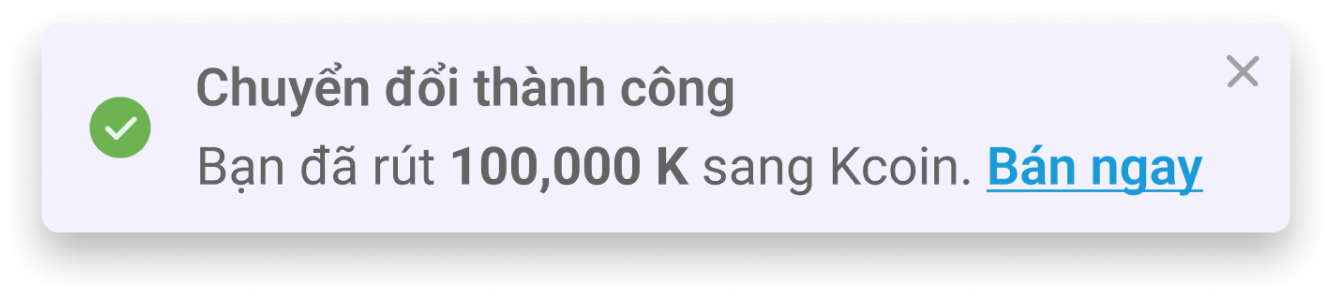 đổi K coin thành công