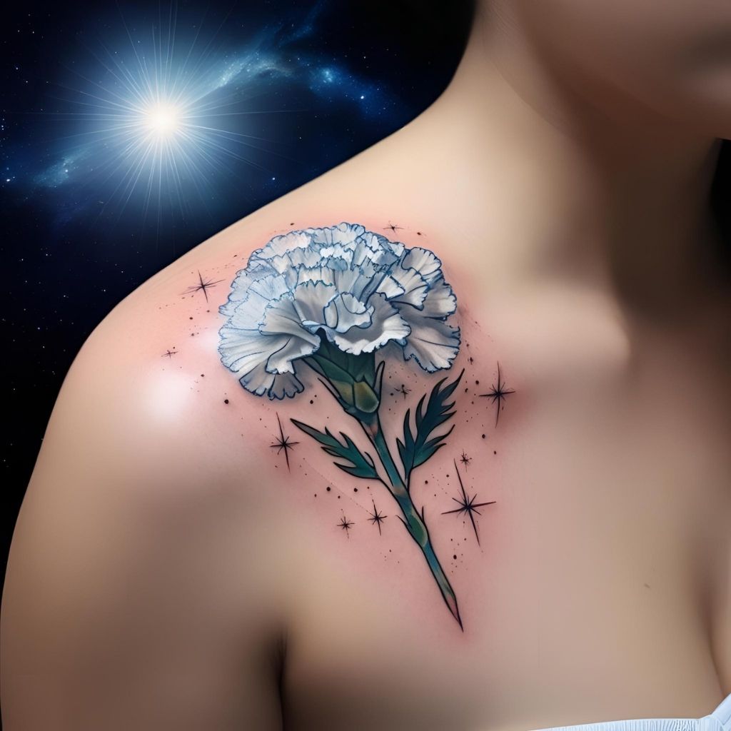 Carnation with Stars Tattoo