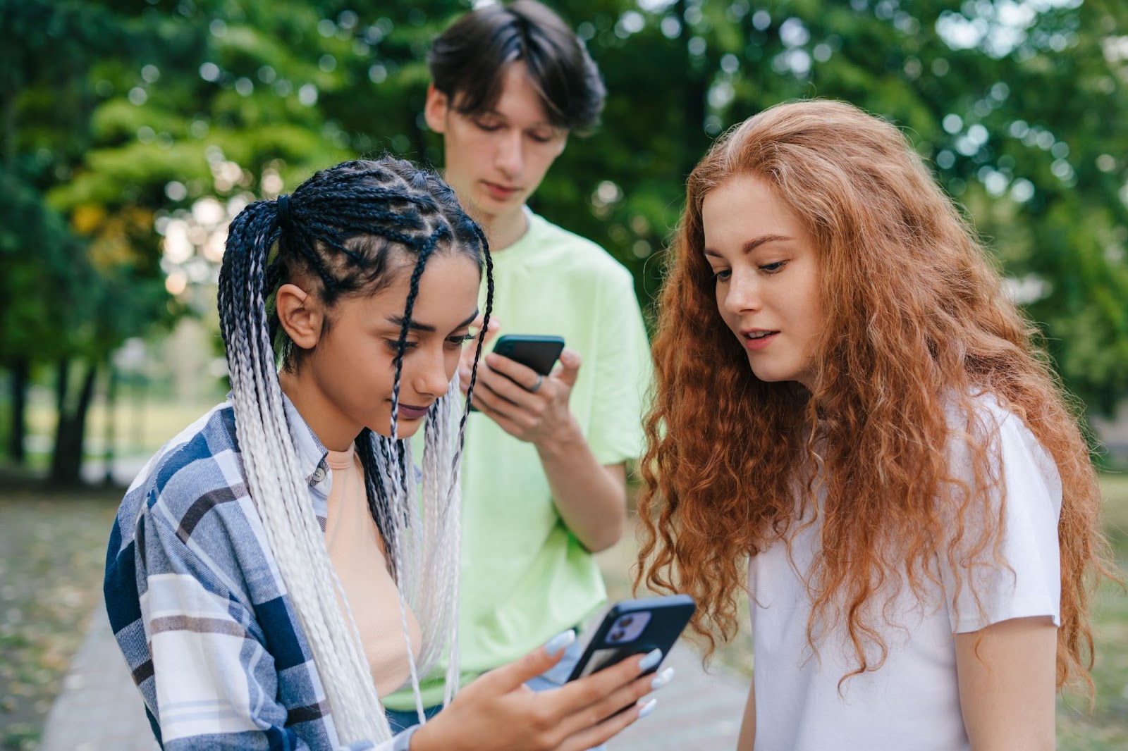 Students using mobile phones