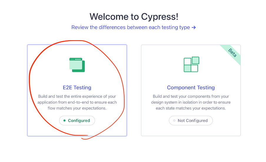 Cypressのアイコンが表示されたらクリックする