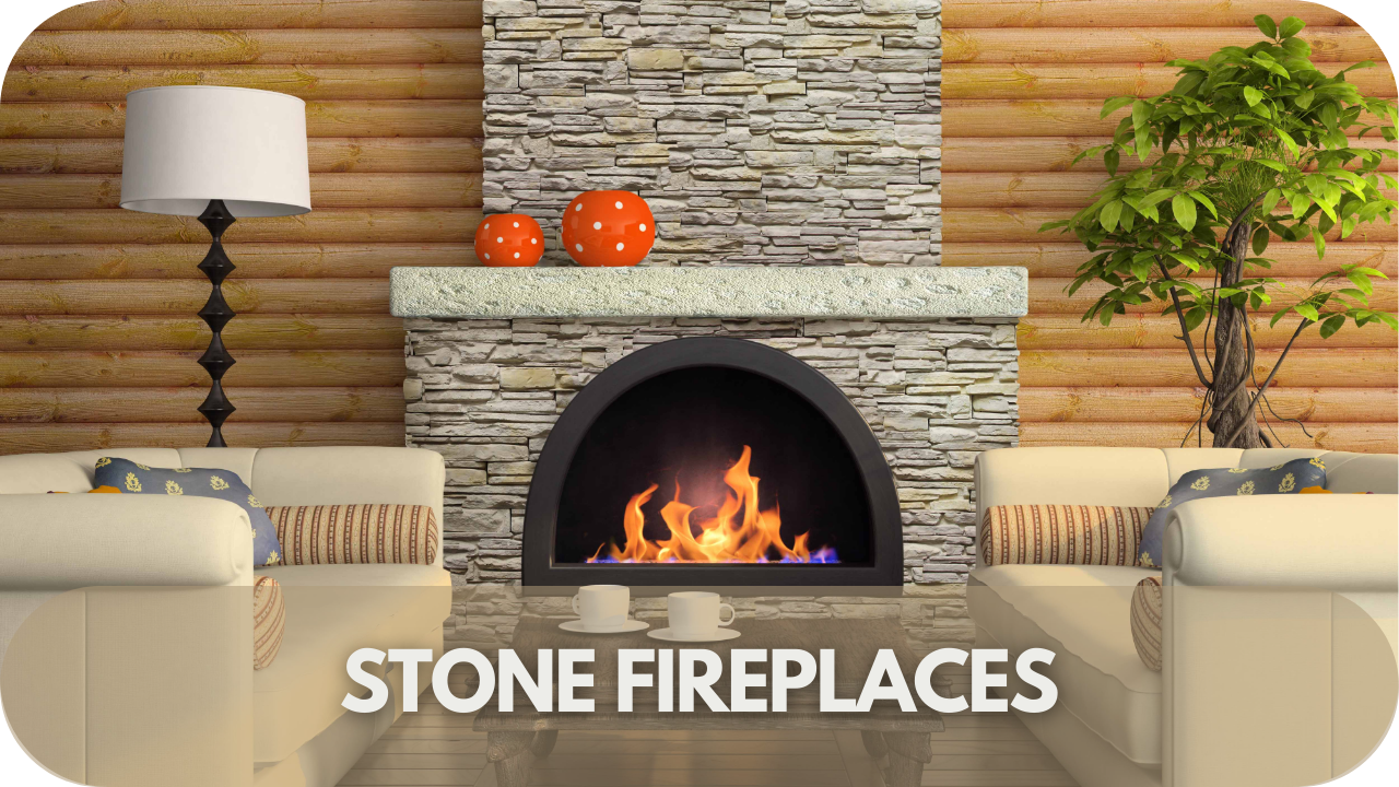 Modern stone fireplace design showcasing warmth and style for your New Year renovation.