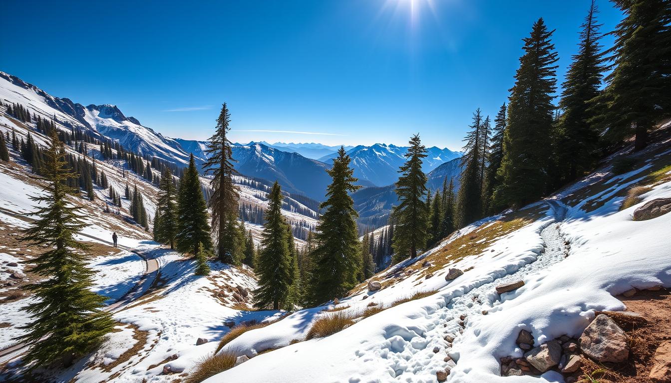 alps mountain snow hiking trails