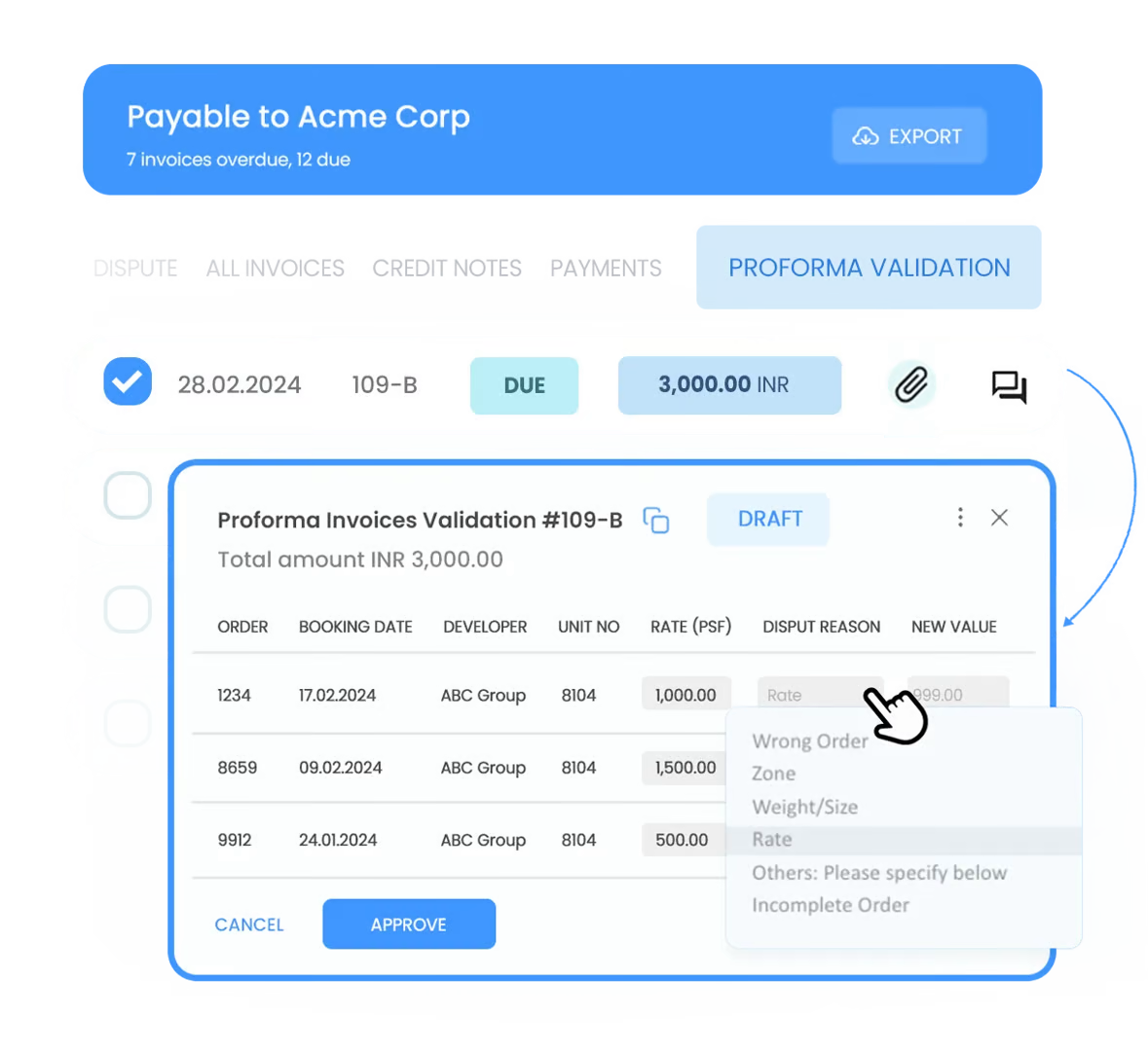 Proforma Invoice Creation and Validations