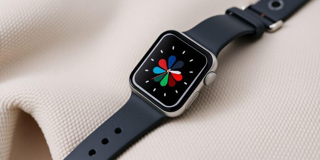 Apple Watch Series 8 on a textured surface.