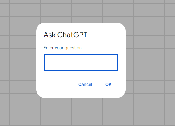 CHatGPT in Google sheets