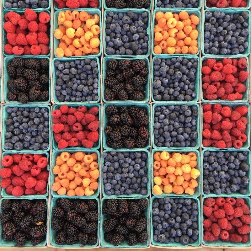 A picture showing fruits like berries