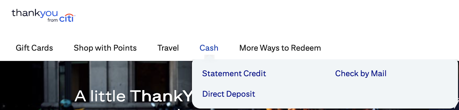 selecting Statement Credit on Citi