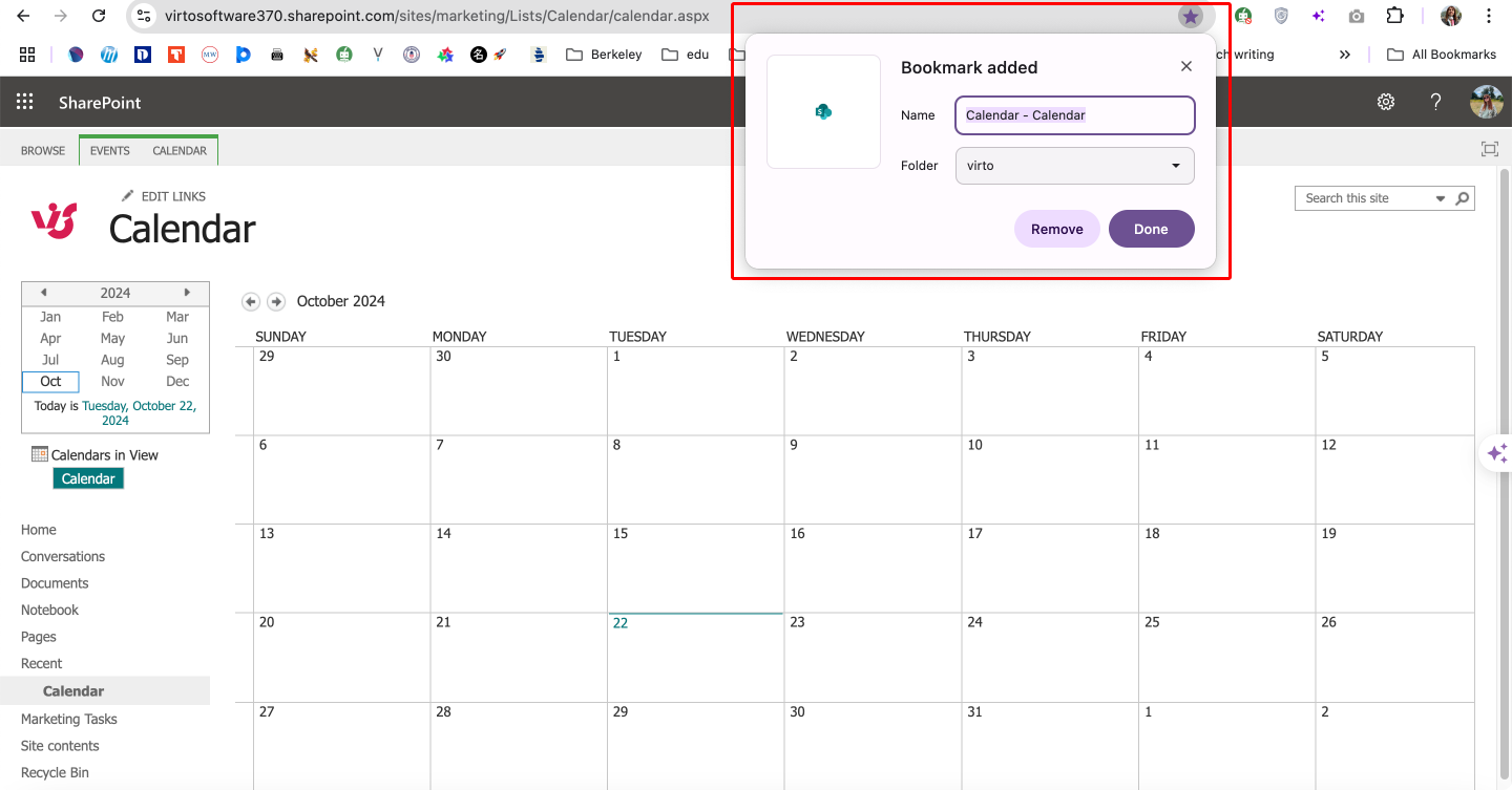 Bookmarking your SharePoint calendar in Google Chrome. 