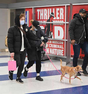 Ariana Grande and Ethan Slater hold hands, carry gifts at NYC airport