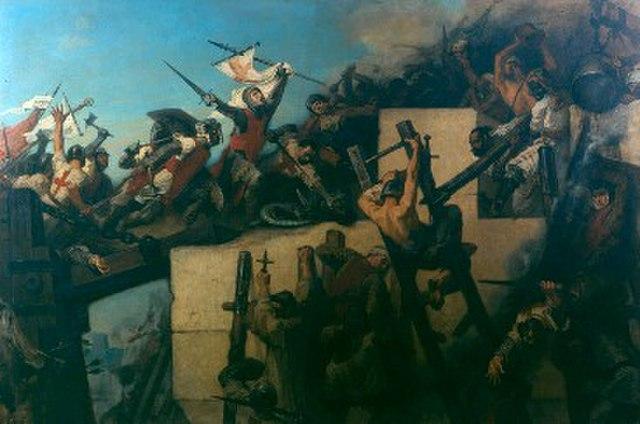 Godofredo de Bouillon en el asalto a Jerusalen.
