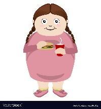 Fat girl eating a cheese burger with a soda Vector Image