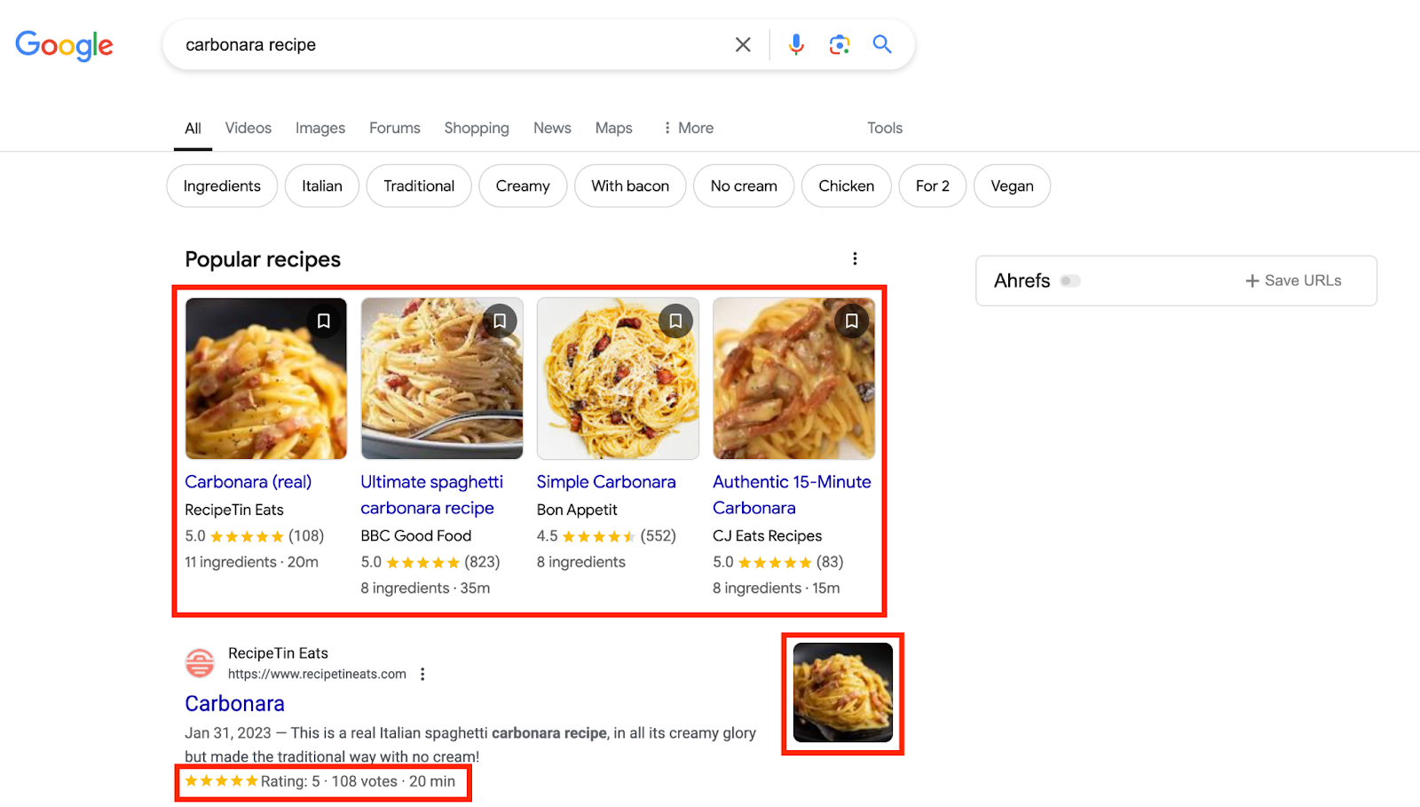 schema markup in google search results