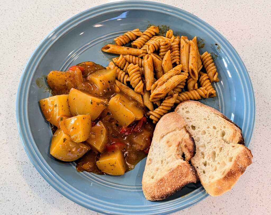 curry potatoes and pasta