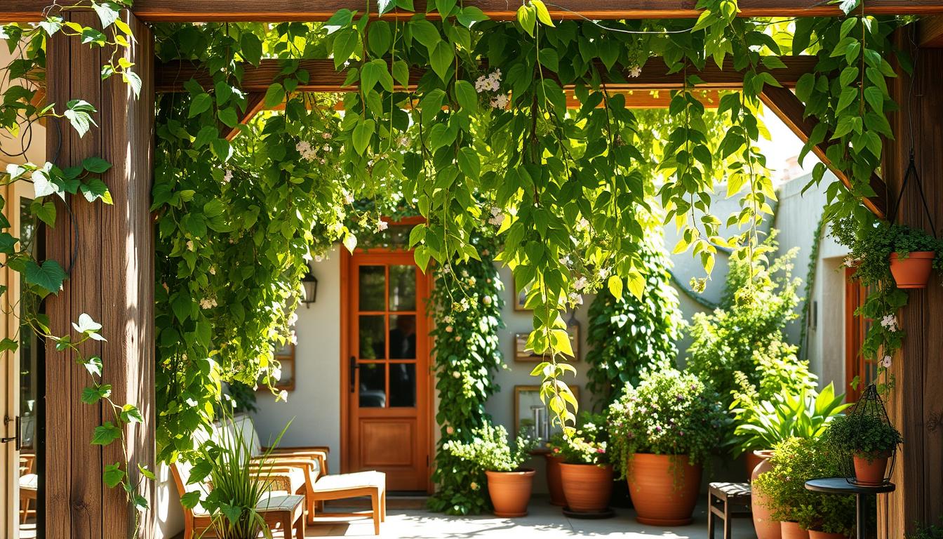 Plantas trepadeiras em decoração