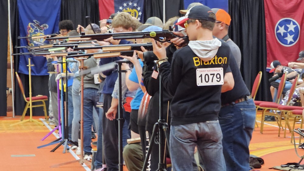 Daisy Nationals - line of contestants in standing position take their best shot in the hopes of winning. 