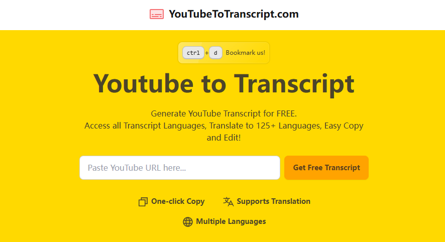 YouTube to Transcript Online Tool