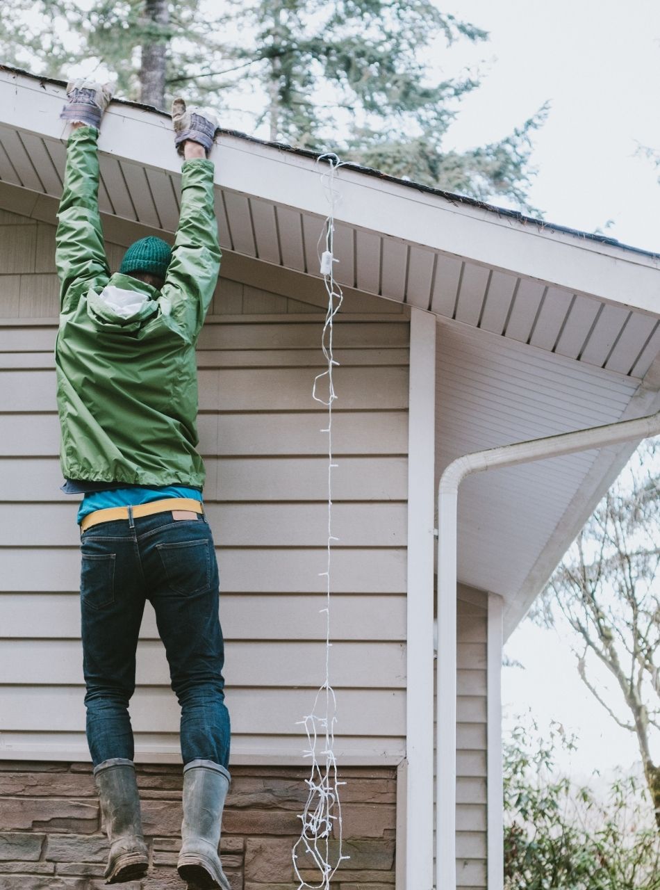 a guy falling off a roof