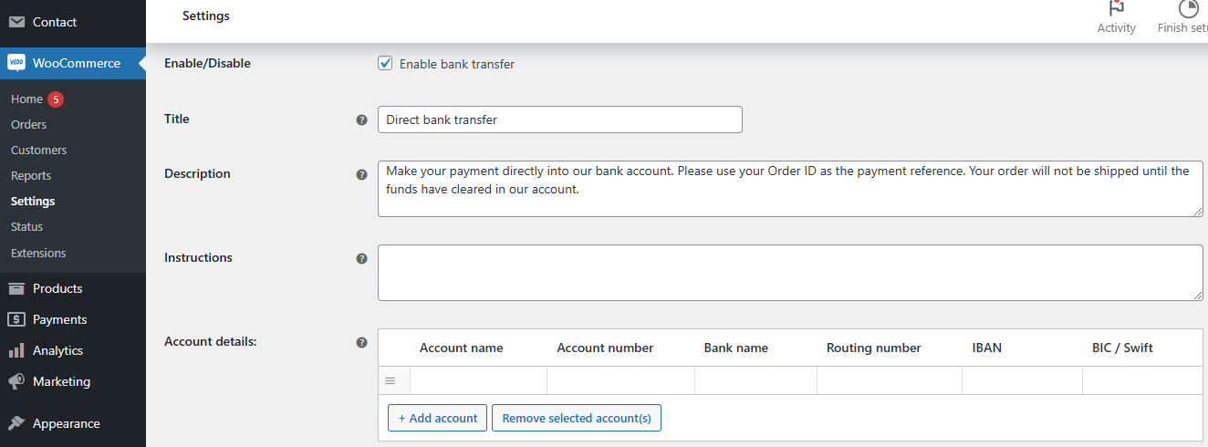 configure payment gateways