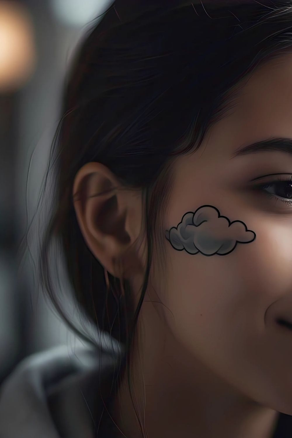 Minimalist Cloud Tattoo Cheeks