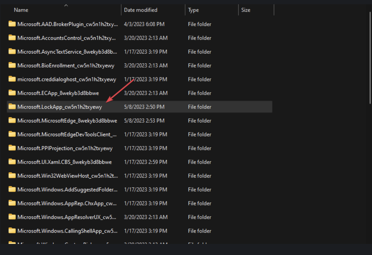 Microsoft LockApp cw5n1h2txyewy Folder