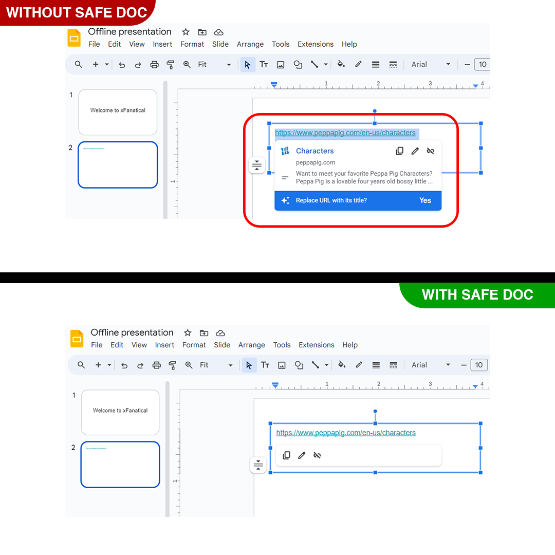 Disable Link Preview Feature in Google Slides