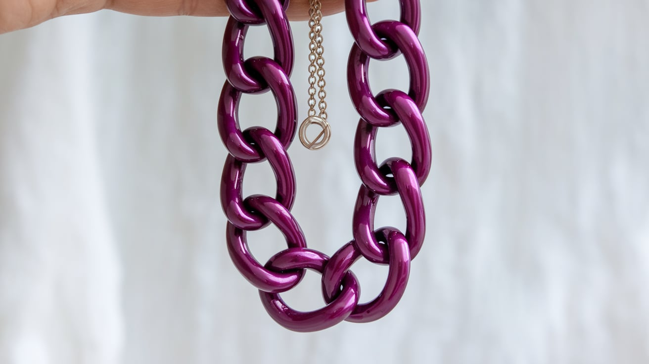 J Crew Raspberry purple Enamel Link Strand Necklace