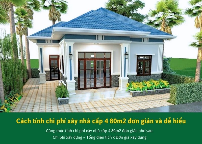 Cách tính chi phí thi công nhà cấp 4 80m2 đơn giản Xây dựng Nhất Tín