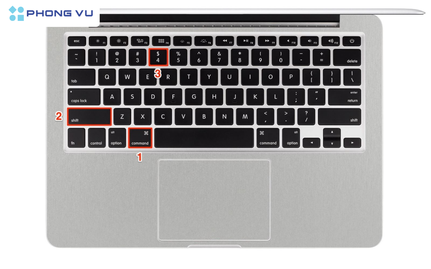 Phím tắt Macbook chụp màn hình Command + Shift + 4