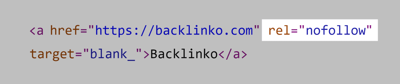 HTML of a nofollow link