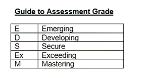 A list of assessment gradeAI-generated content may be incorrect.