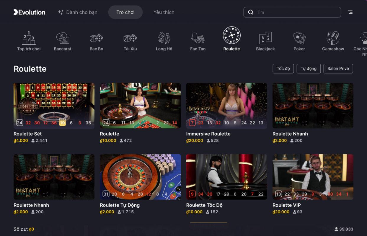 Tựa game bài Roulette hấp dẫn