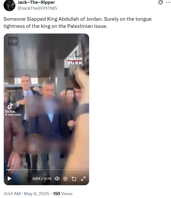 King Abdullah of Jordan assaulted by angry Muslim for his betrayal of Palestine and the Ummah.