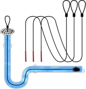 30 Inches Drain Snake Hair Clog Remover, Upgraded Anti-break Metal Drain Hair Remover Tool with Nylon Coating, Drain Auger for Shower Drain, Kitchen, Bathtub Sink Cleaning (Black-3pack)