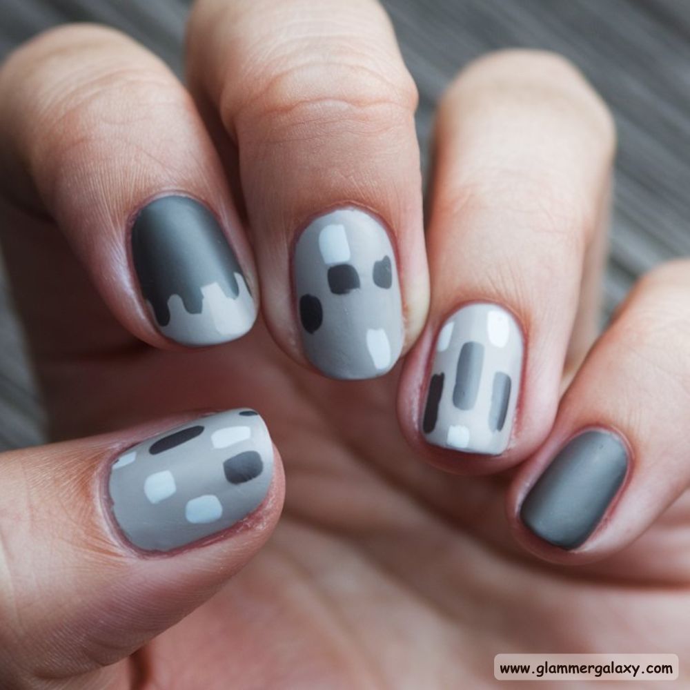 Winter Gray Nails having Playful Skittle Nails
