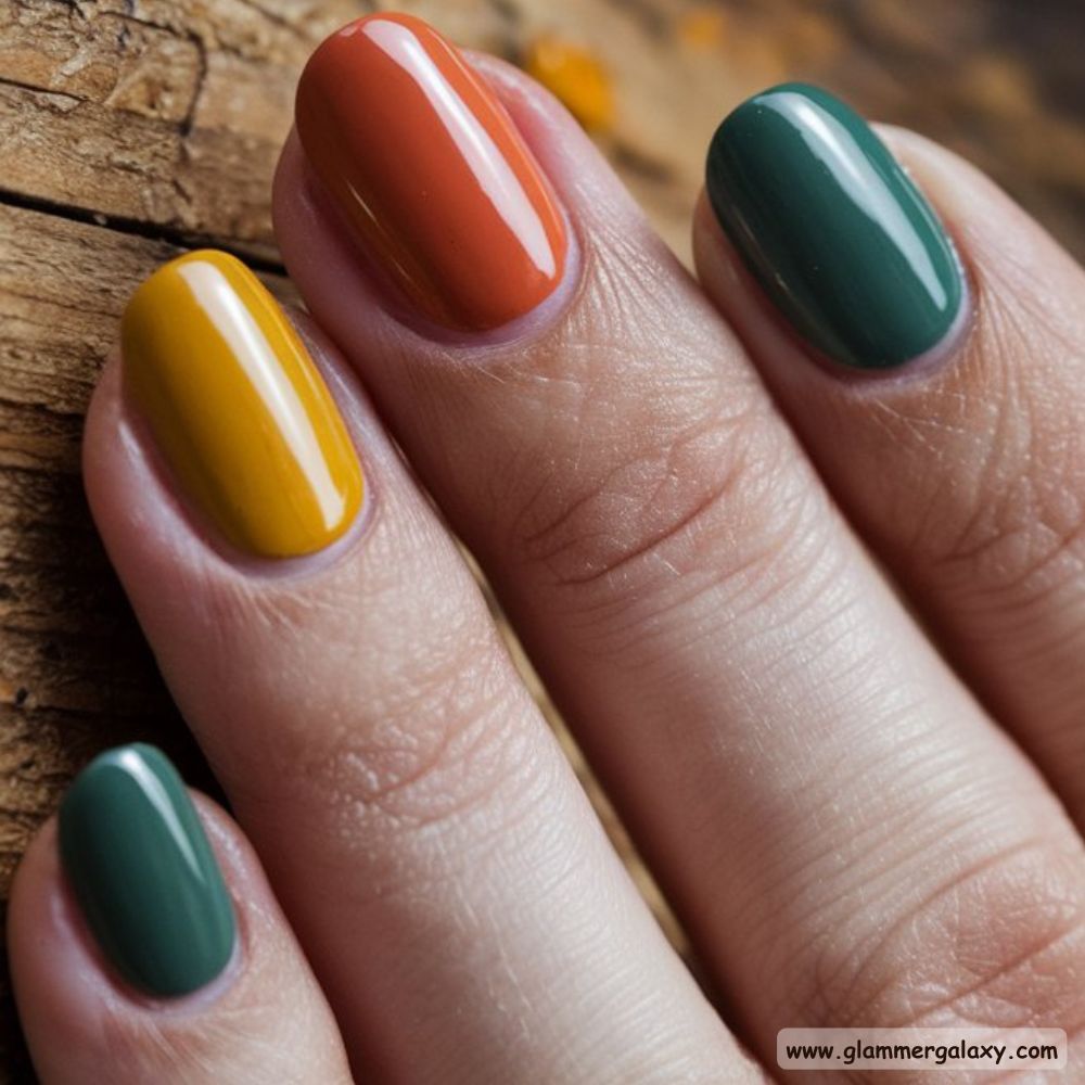 Korean fall nails having Colorful Skittle Nails
